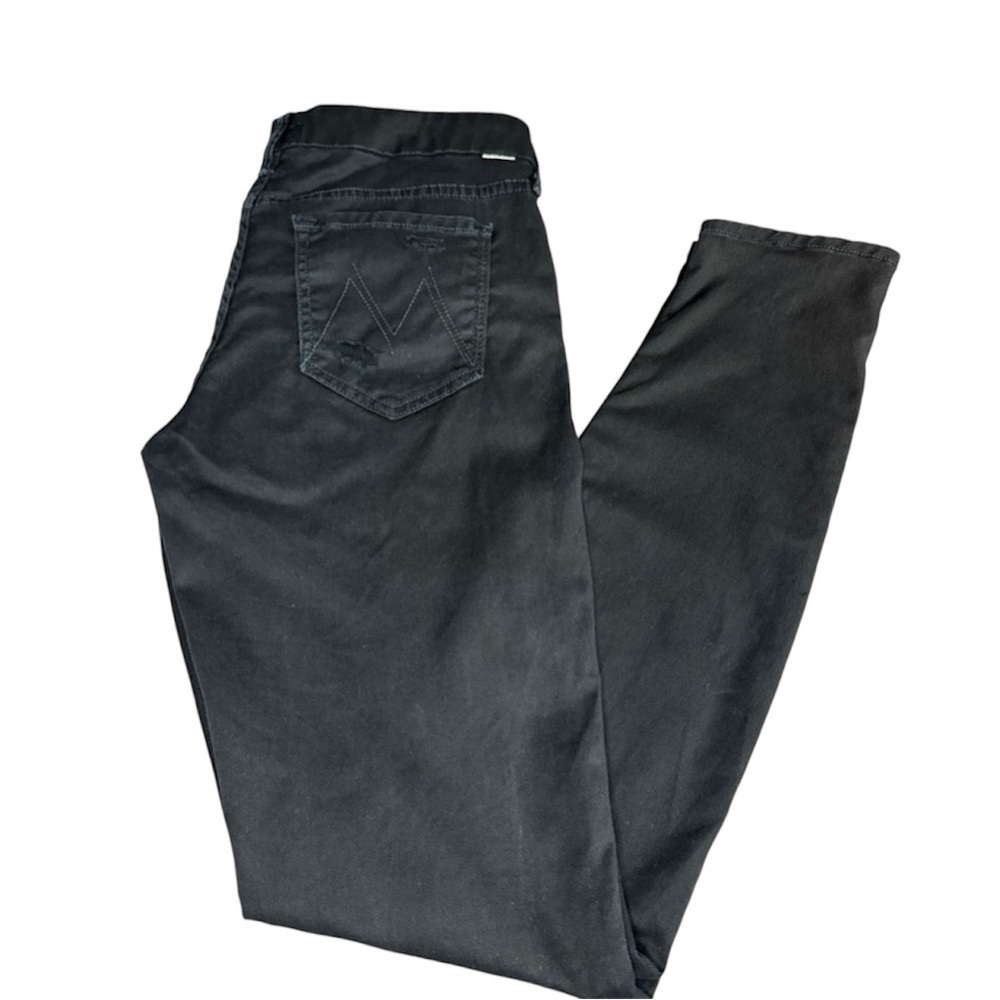 Mother The Hustler Distressed Black Jeans in Midnight Princess Destroyed Size 29